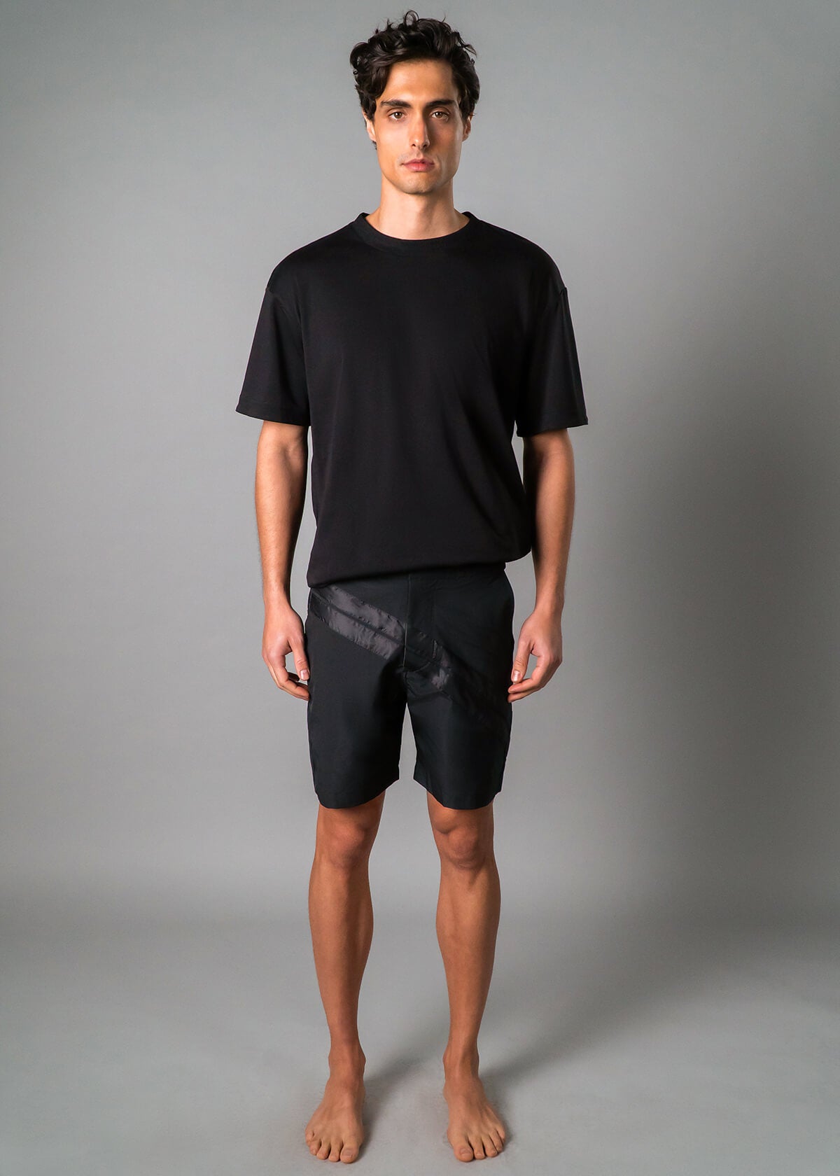 Black Cross Stripe Swim Hybrid
