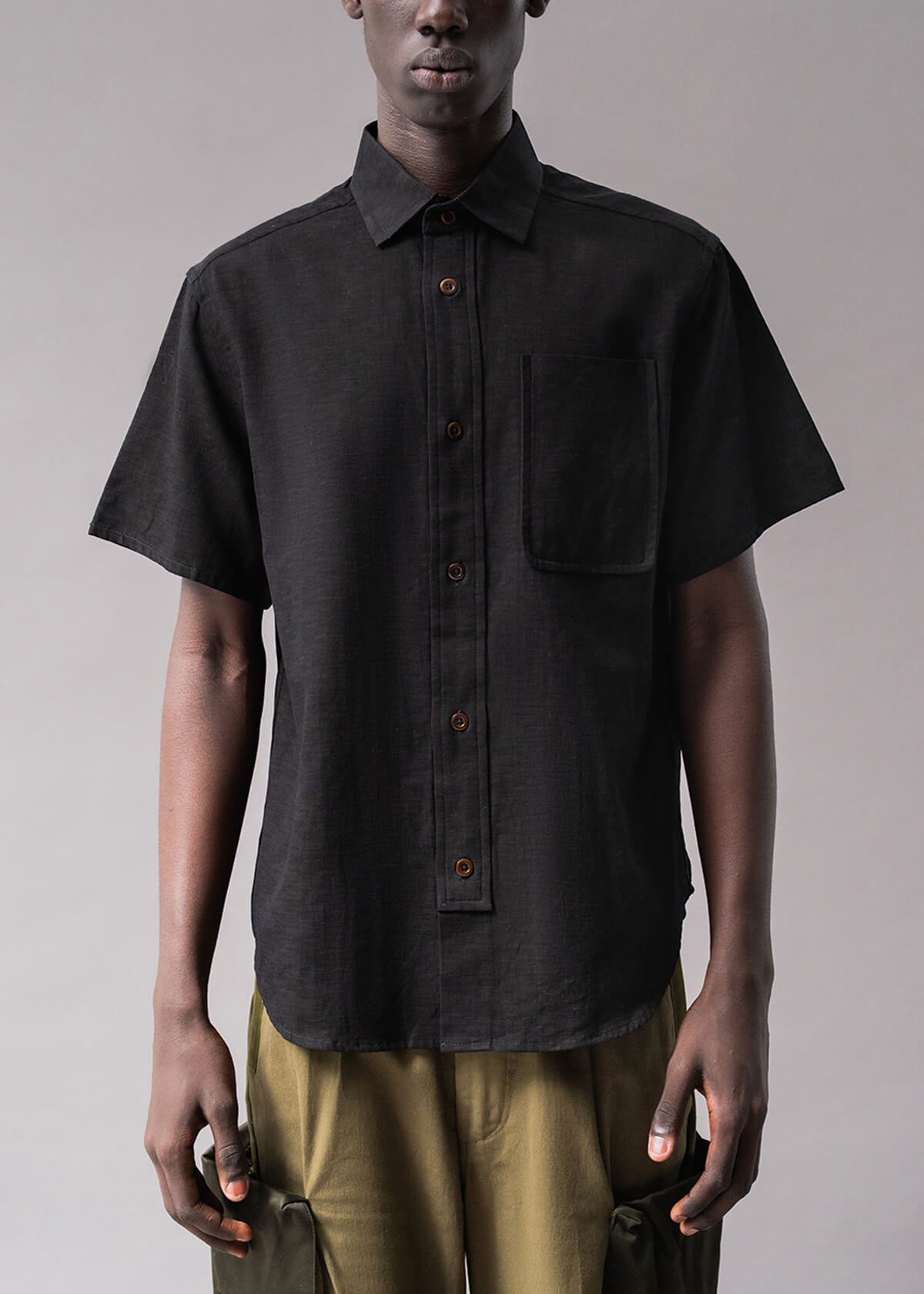 Descendant of Thieves Offset Slub Black Short Sleeve Shirt