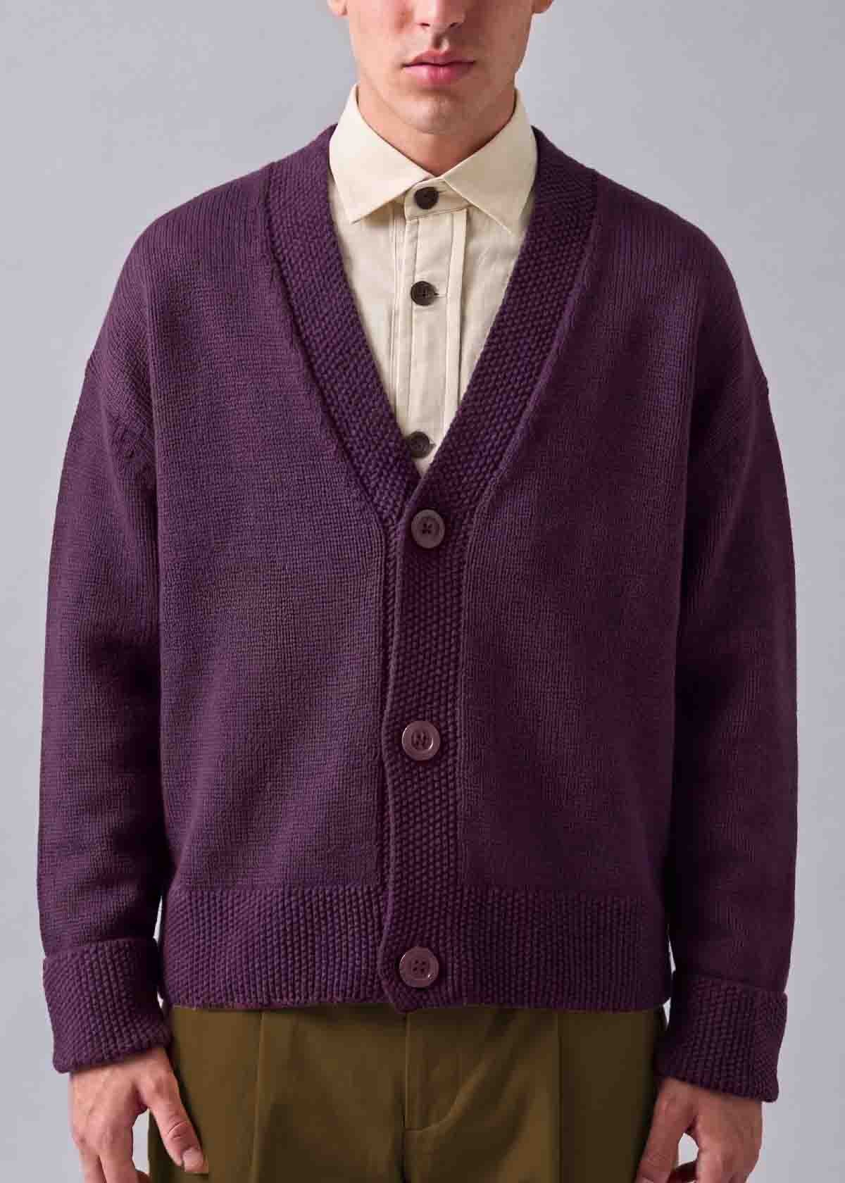 Italy Made Cardigan Plum