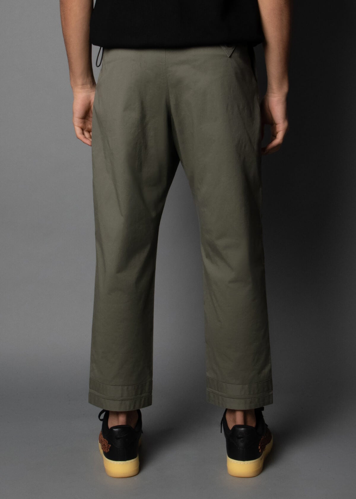 twill pants for men in an olive color