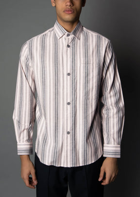 men's shirt with gray and white stripes