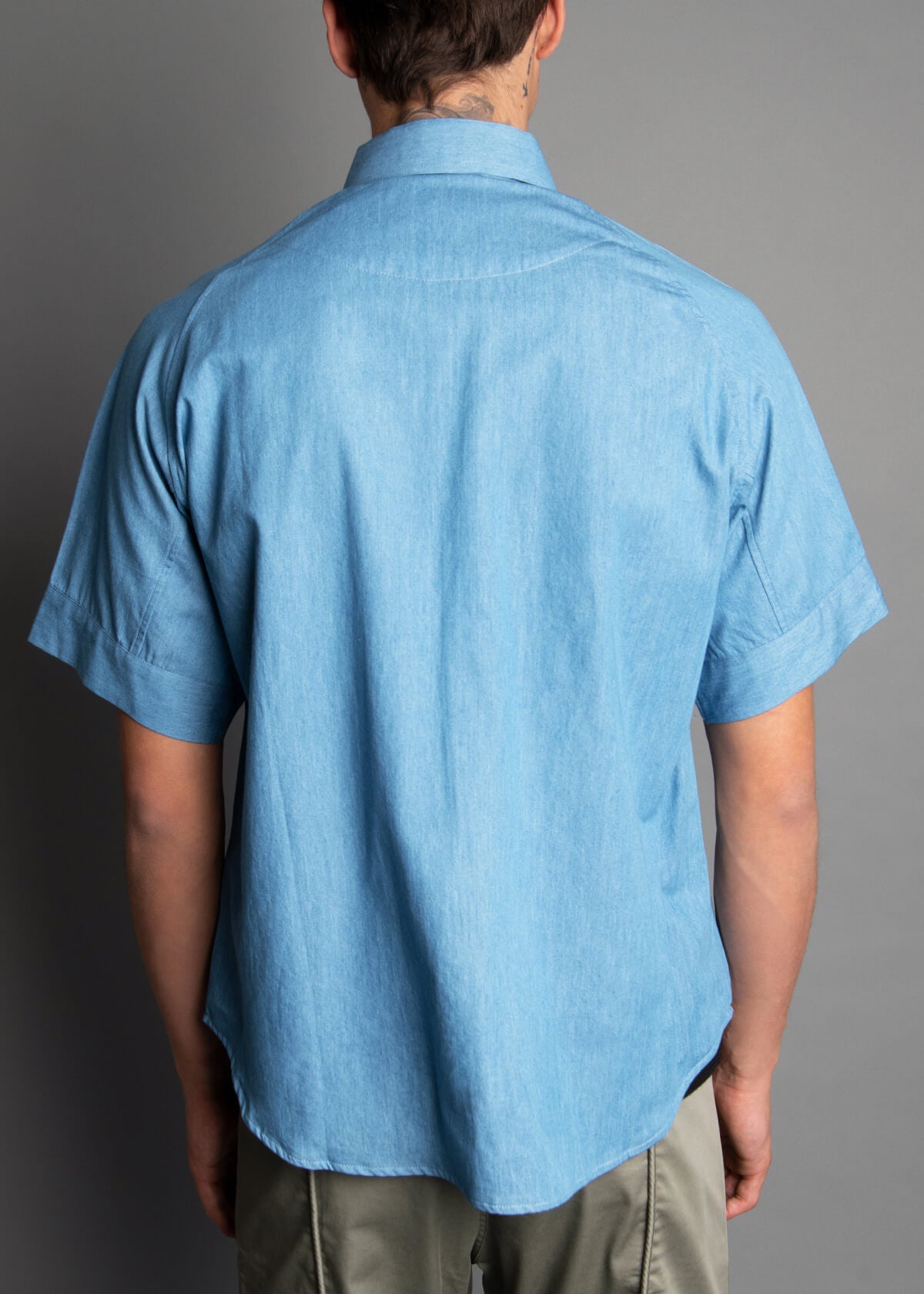 men's short sleeve denim shirt