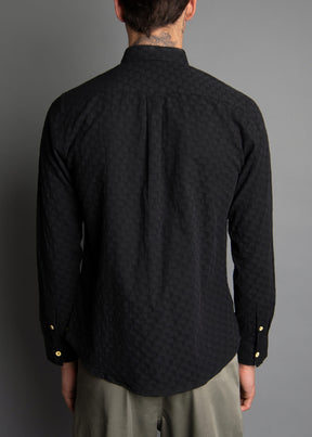 long sleeve black jacquard shirt for men