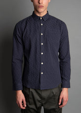 navy blue premium cotton jacquard men's shirt