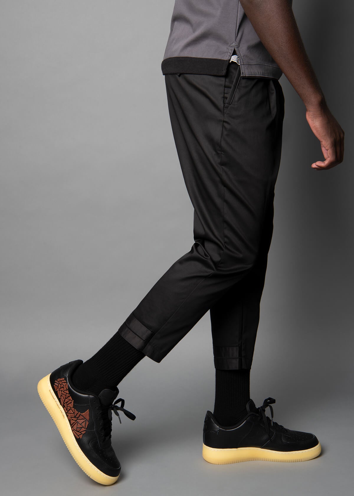 soft black chino style pants for men