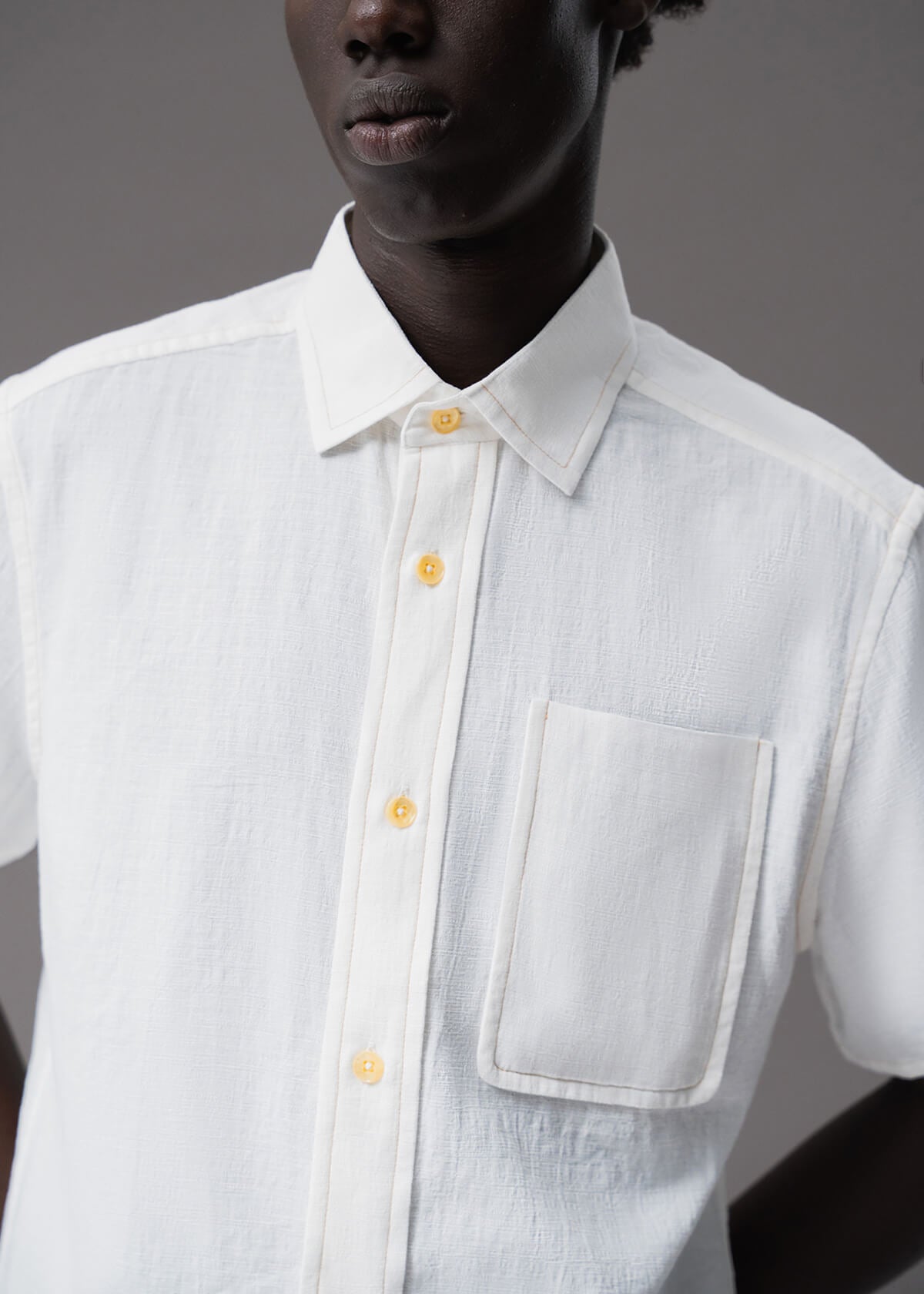 Descendant of Thieves Offset Slub White Short Sleeve Shirt