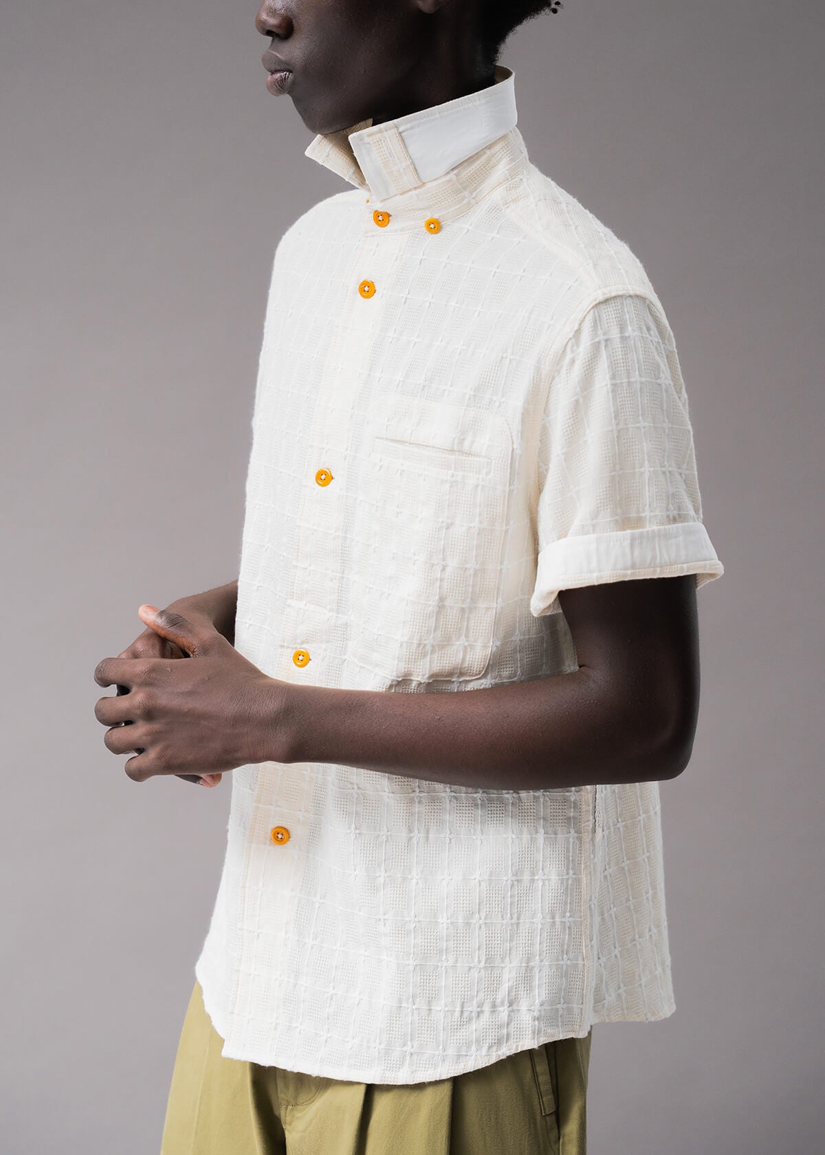 Embroidered Cream Plaid