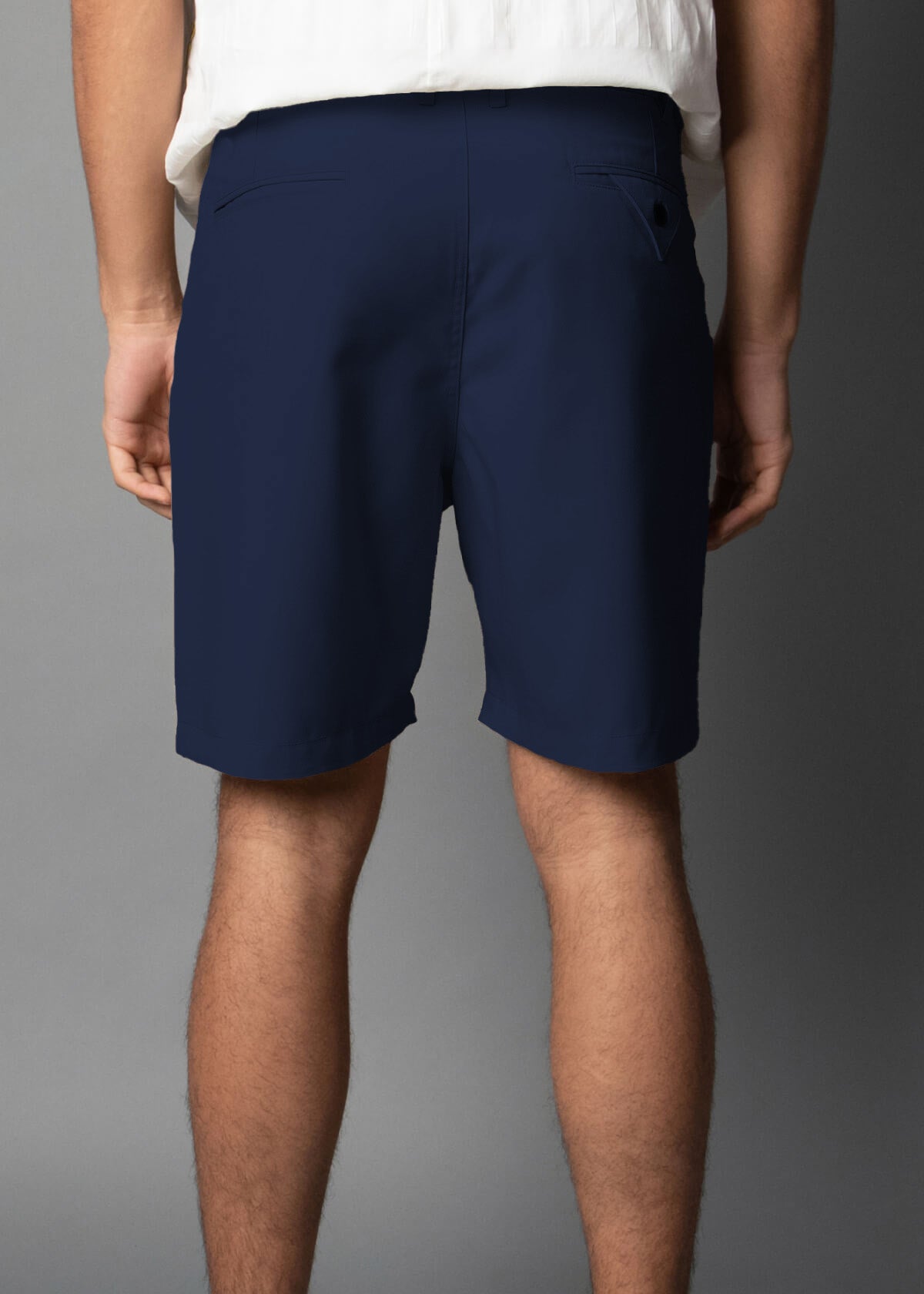 navy blue wool/polyester men's short