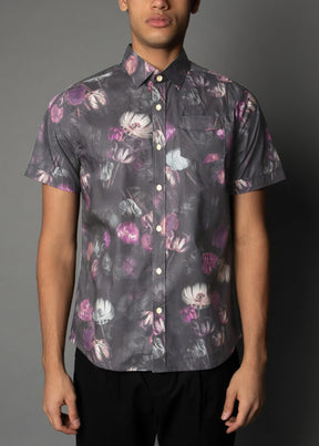 dark flower print short sleeve mens shirt