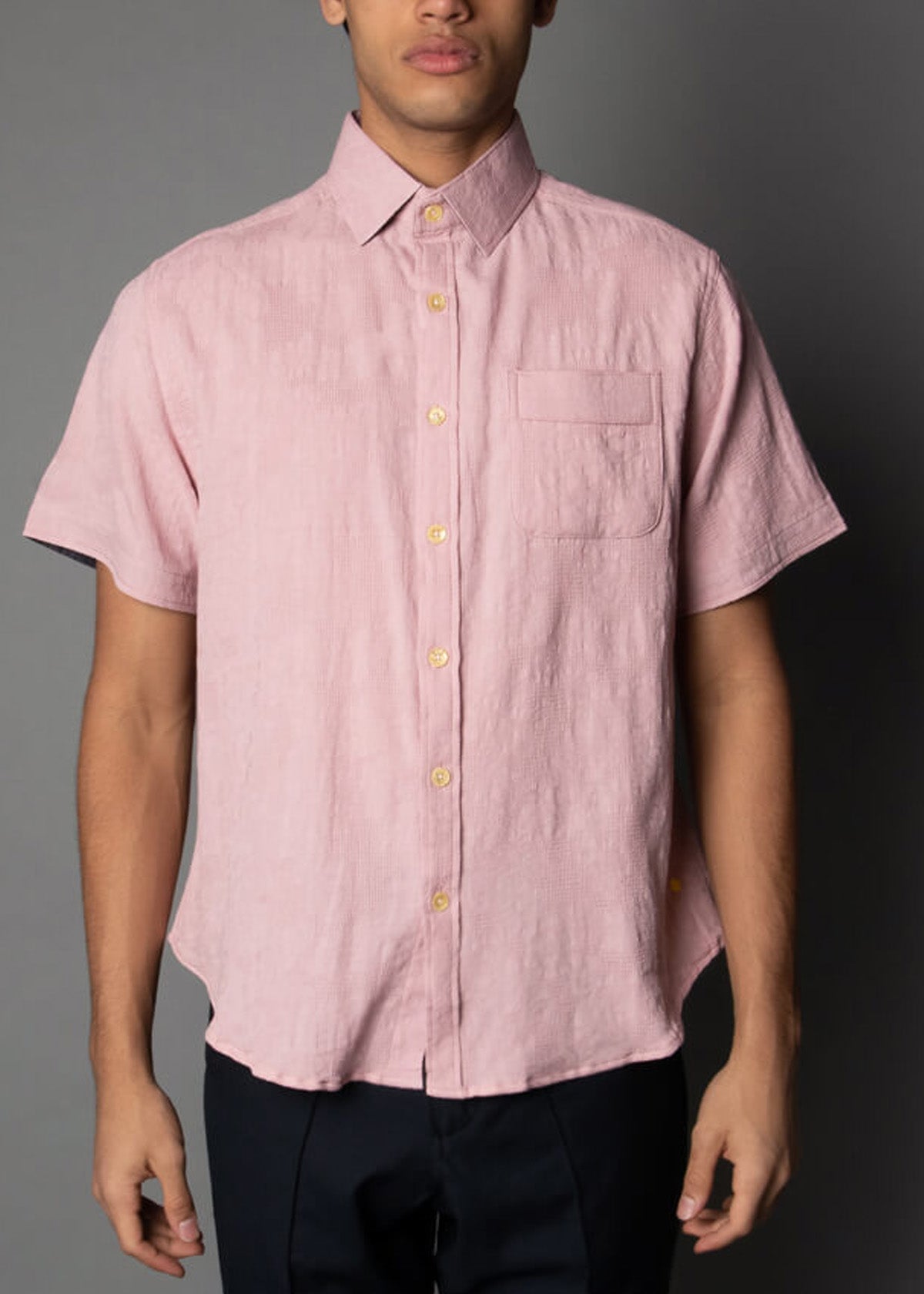 pink tone short sleeve mens shirt