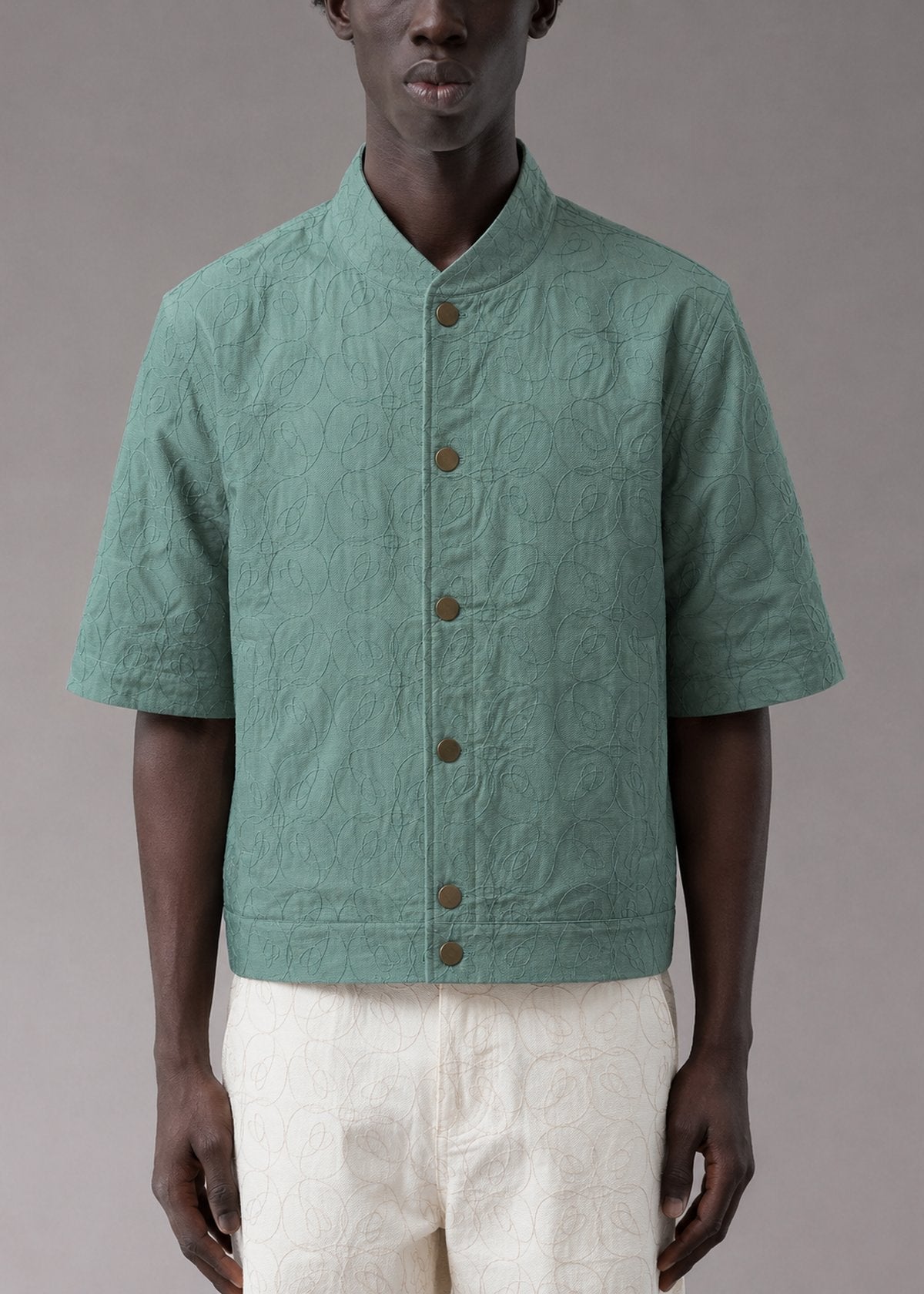 Embroidered Washed Jade Meso