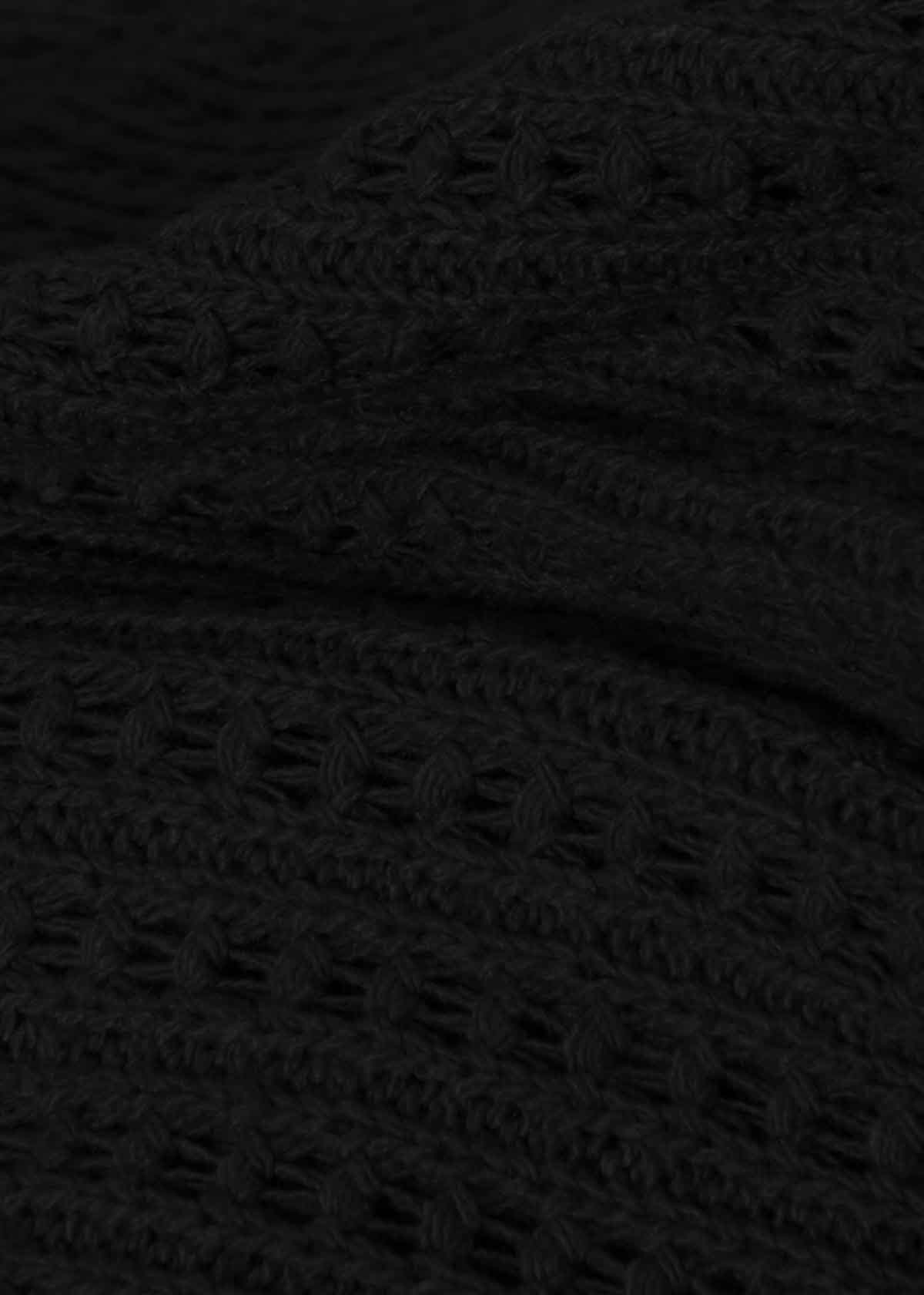 Black Open Weave Crew