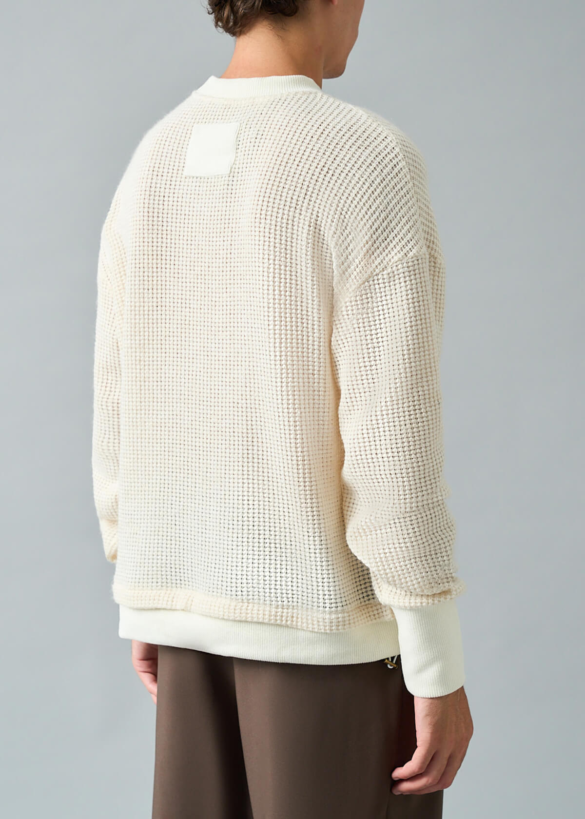 Loft-Grid Hem Pull Cream