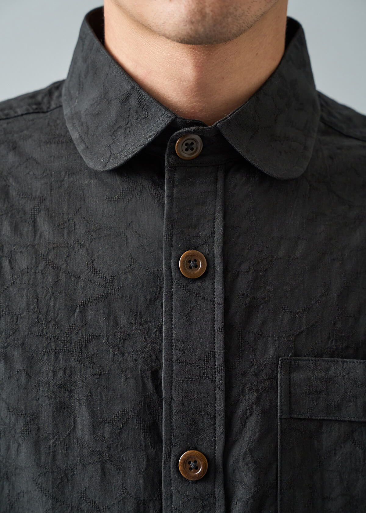 Jacquard Solid Black Shirt
