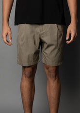 waxed fabric olive shorts for men