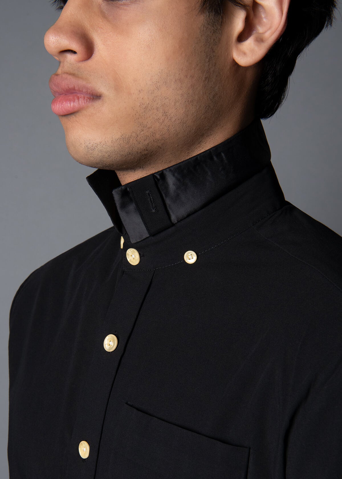 cotton and modal black shirt for men