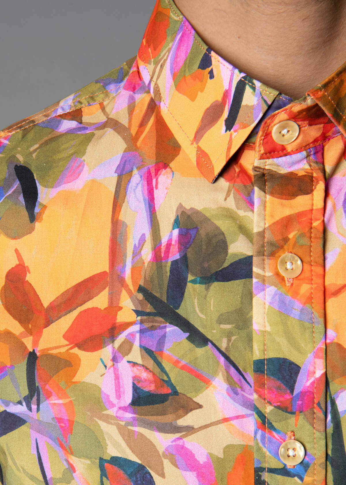 short sleeve men's shirt with a bold floral print