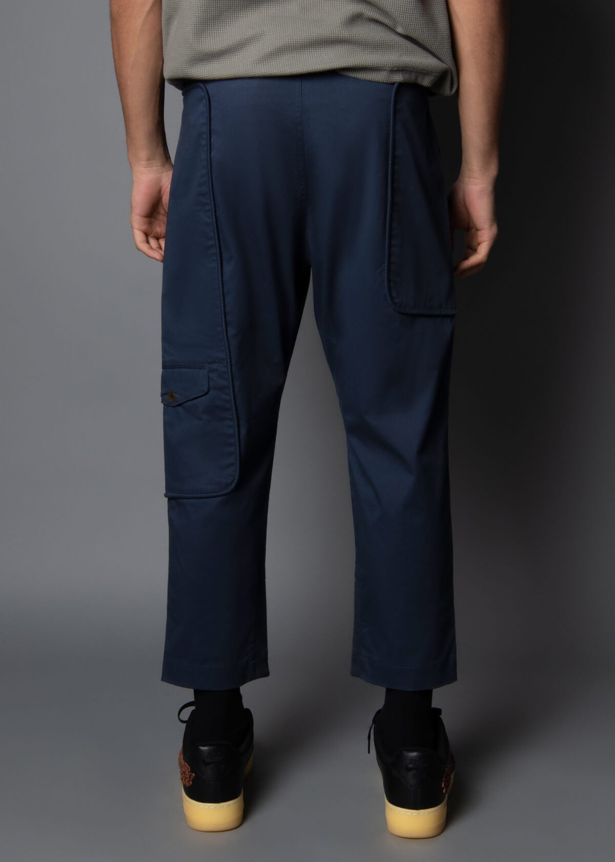 premium cotton twill navy cargo pants for men