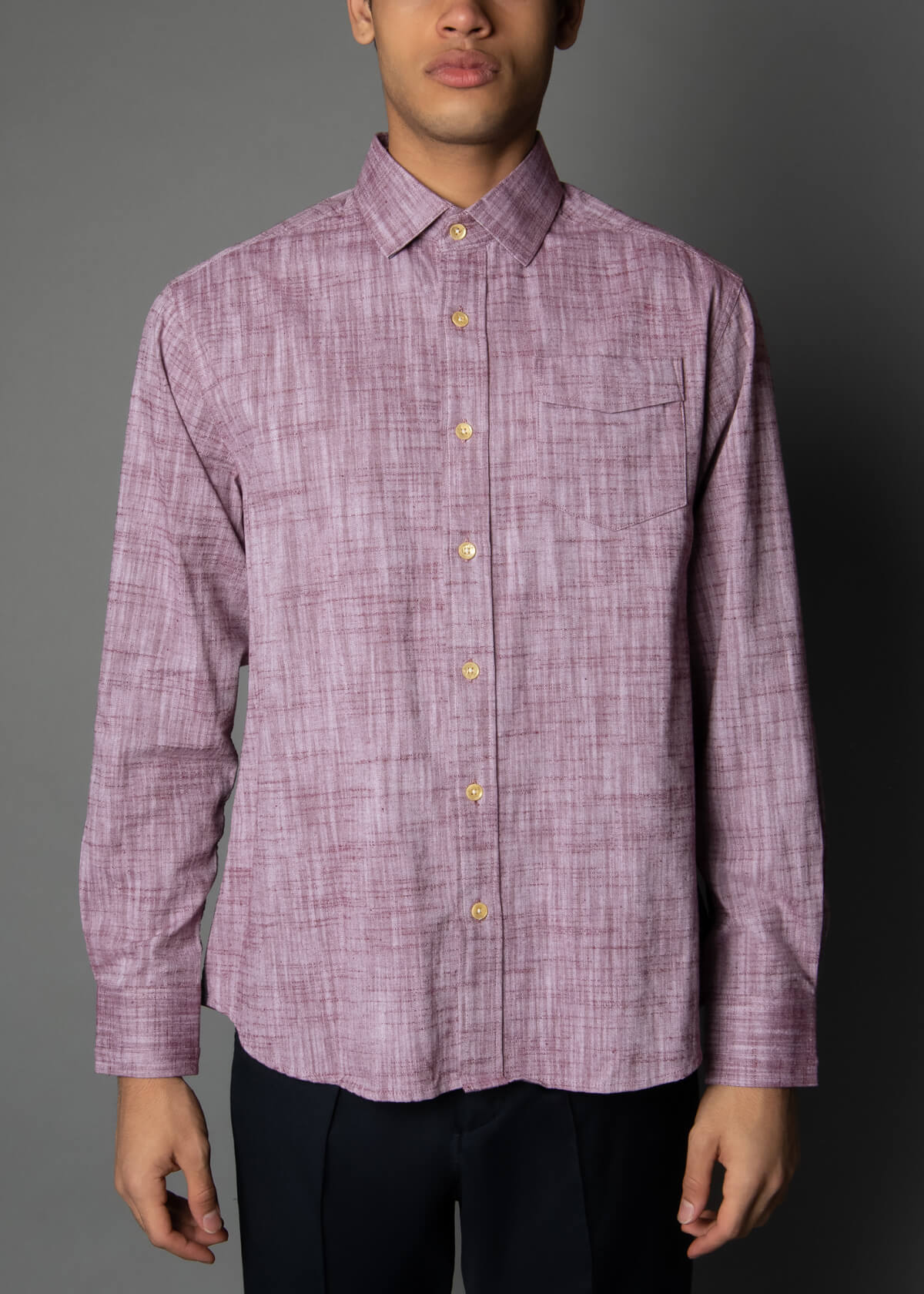 purple linen mens shirt