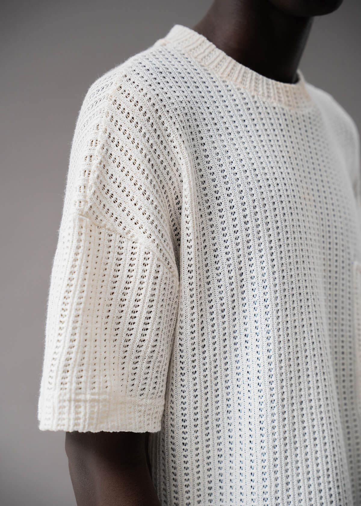 White Open Weave Crew
