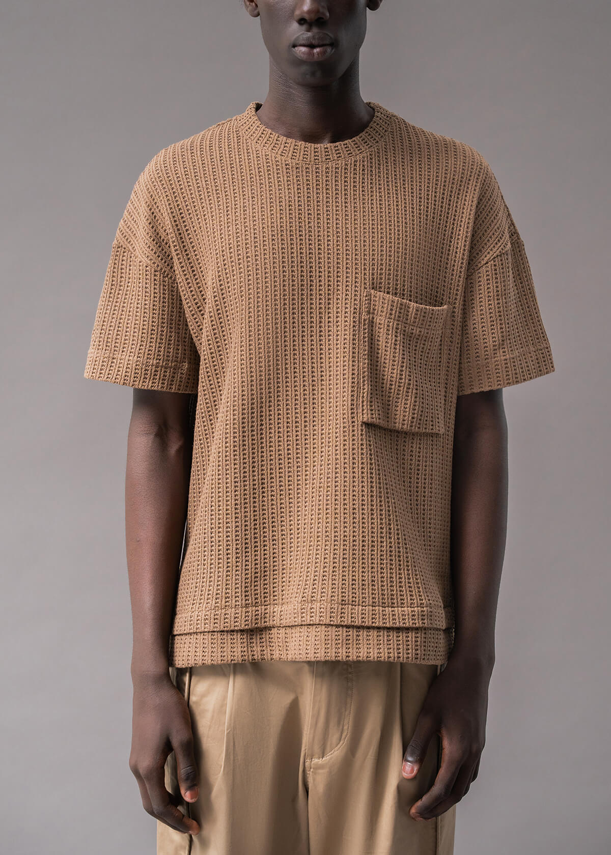 Almond Open Weave Crew