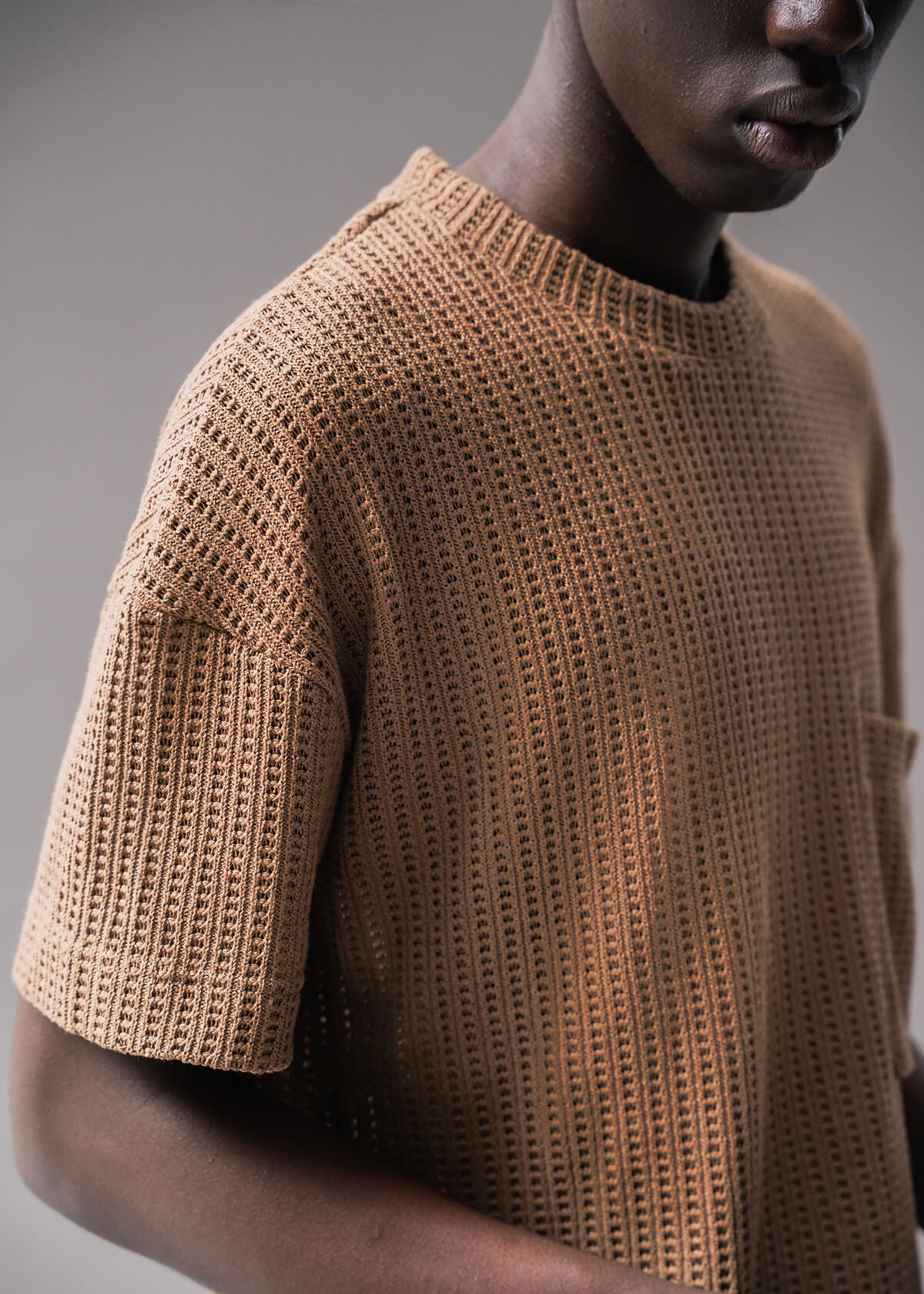 Almond Open Weave Crew