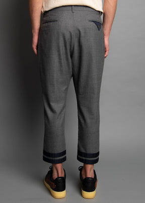 BOXER FIT: PINTUCK TROPICAL-WOOL GREY HTR