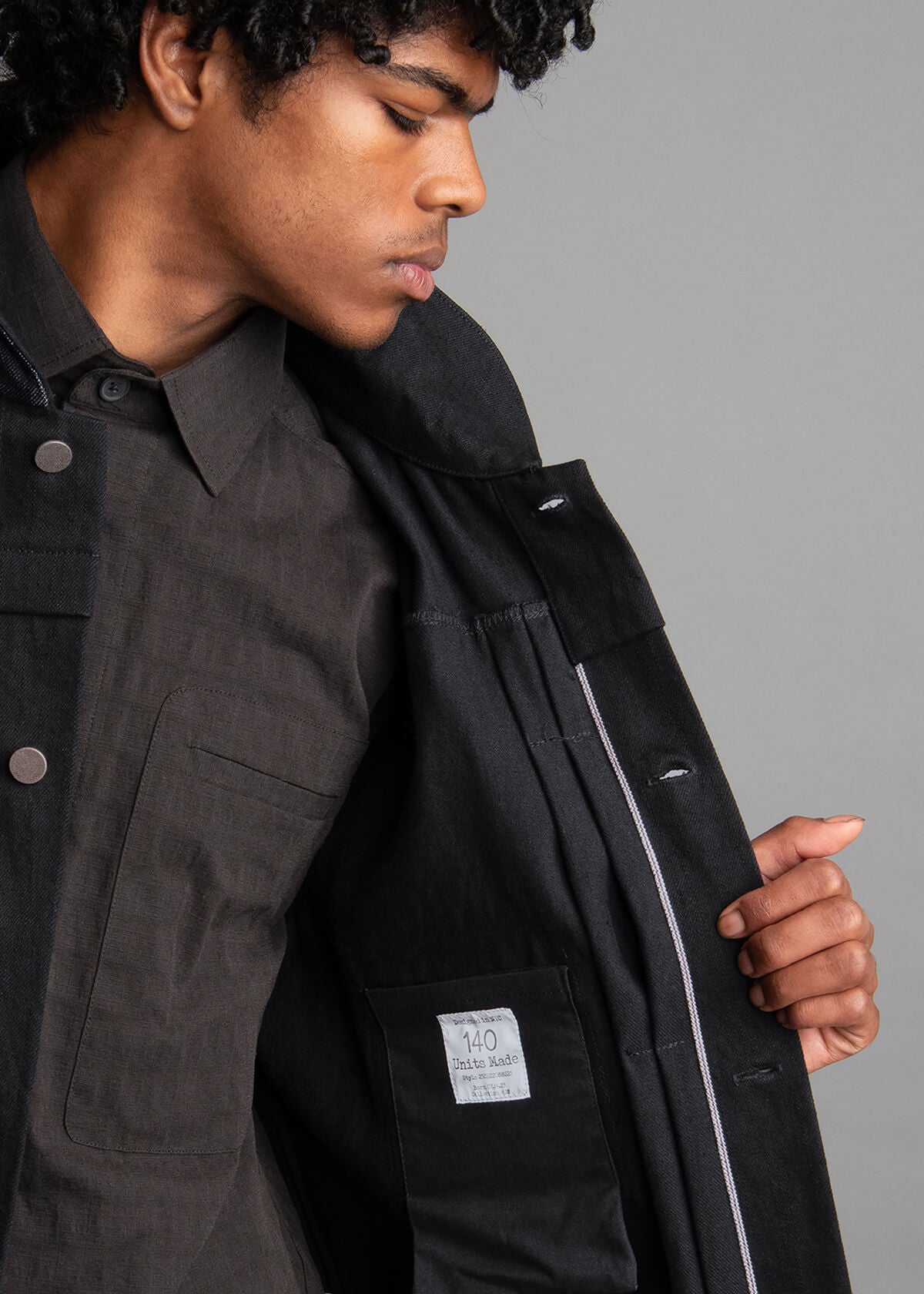 Black Selvedge Shawl Jacket