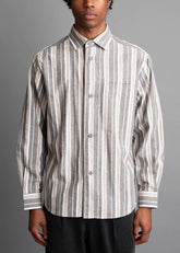 100% cotton gray striped mens shirt