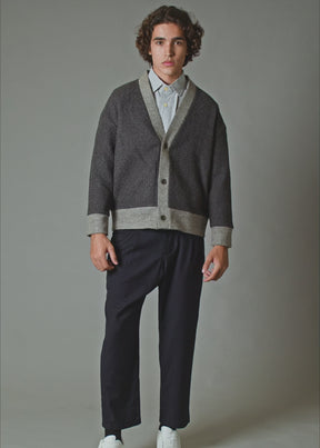 2-Tone Cardigan Charcoal