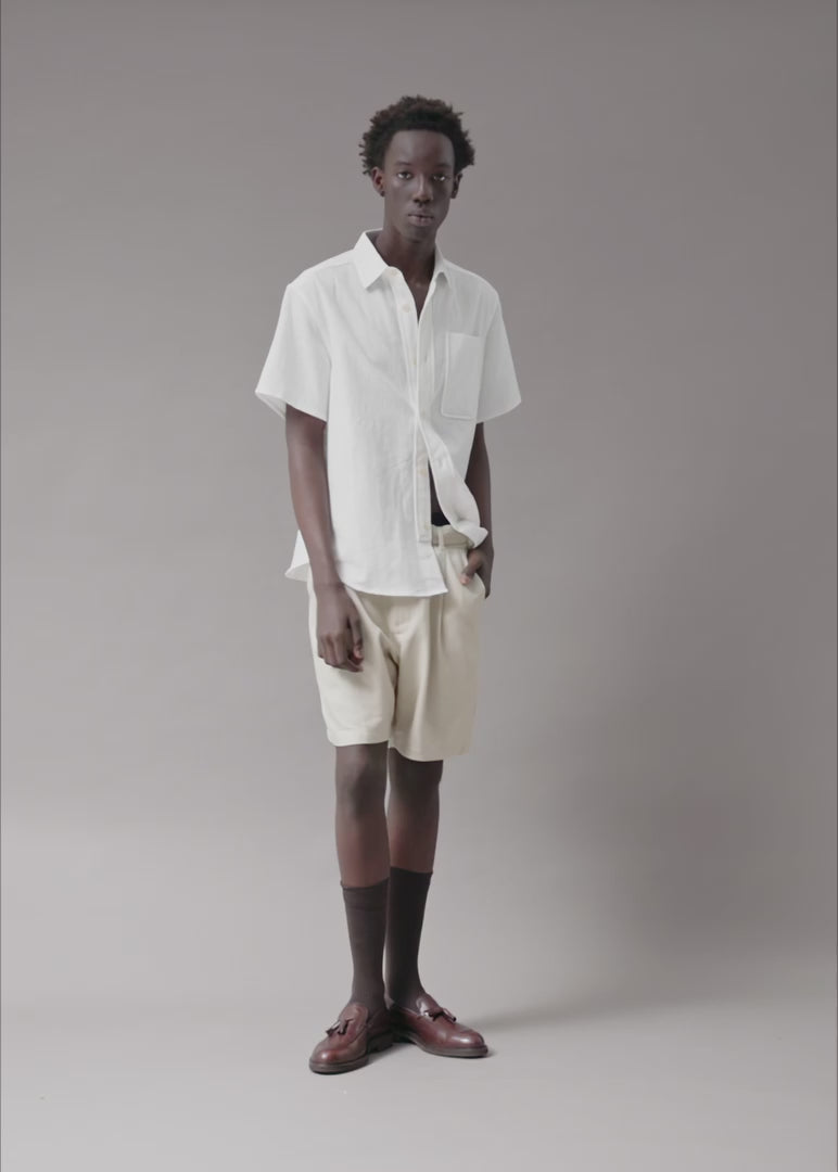 Descendant of Thieves Offset Slub White Short Sleeve Shirt