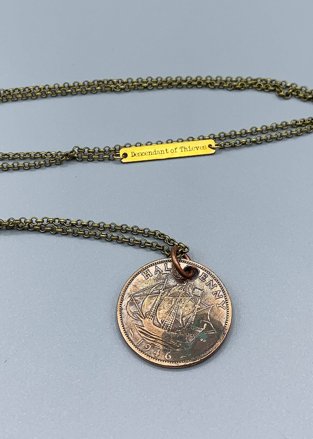 VINTAGE COIN NECKLACE 17" - Descendant of Thieves